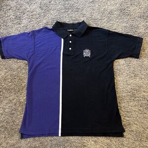 Active Sacramento Kings Polo shirt Black Purple Y2K Large L Color‎ Block NBA